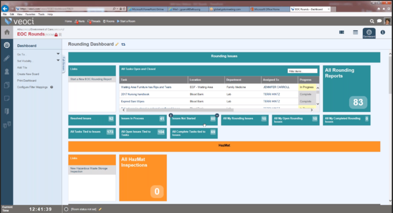The EOC Rounding Dashboard.