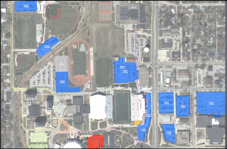 The ISU campus with an overlay of key locations during the reunification drill