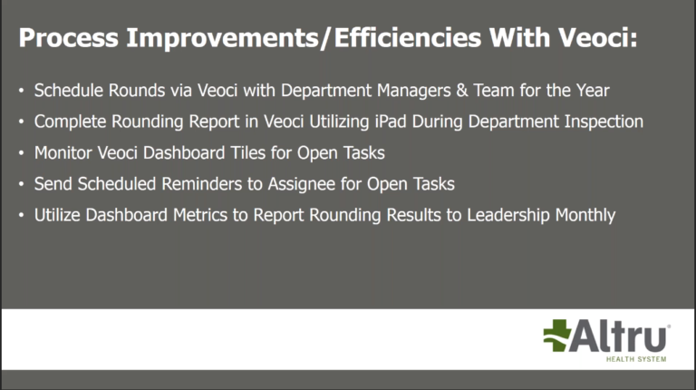 the benefits Veoci brings to EOC rounding.
