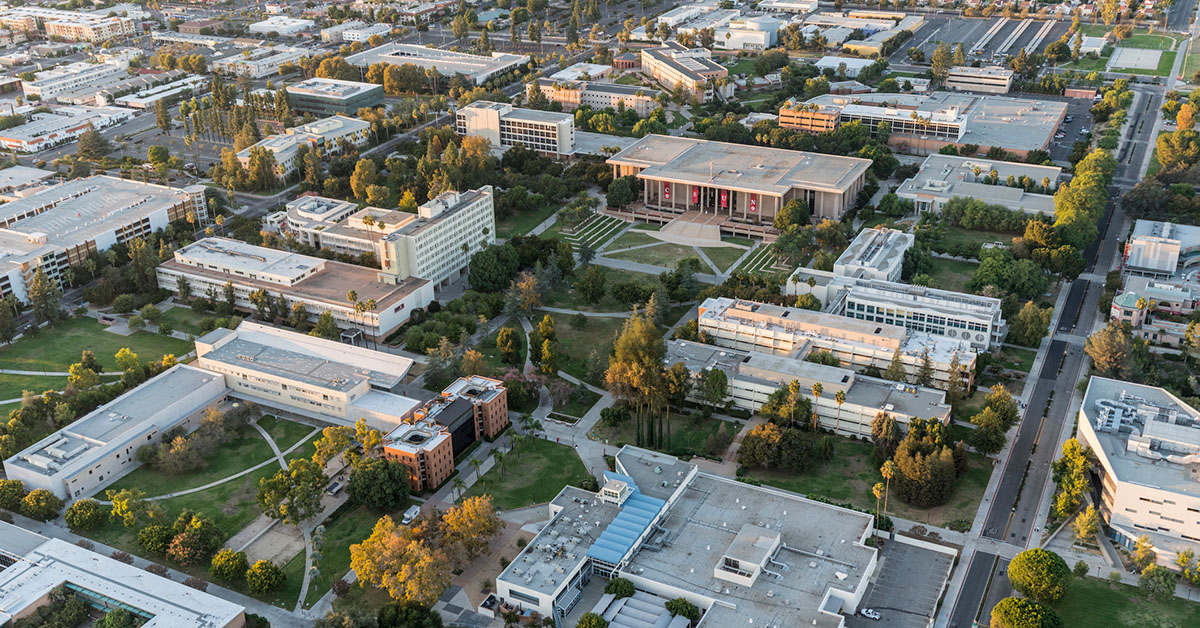 An aerial view of the CSU campus.