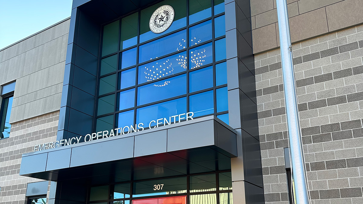 A photo of the front of the Fort Bend County emergency operations center (EOC) in Texas.