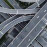 An aerial photo of a highway interchange.