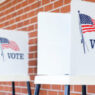 Voting booths at a polling station.