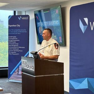 Mike shove, Assistant Chief and Deputy Fire Marshall of Guilford, CT, presents at the CT Digital City Open House.