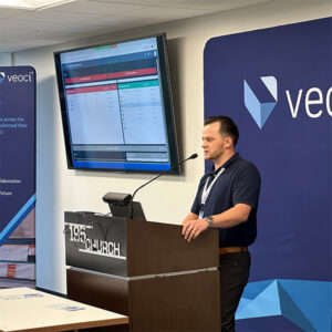 Nick Viviano, Solutions Engineer for Veoci, presents at the CT Digital City Open House.