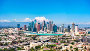 The skyline of Los Angeles, CA.
