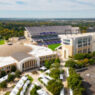 An aerial photo of the Texas Christian University (TCU) campus.