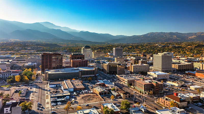 Aerial photo of Colorado Springs. Colorado.