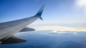 View from the window of an airplane.
