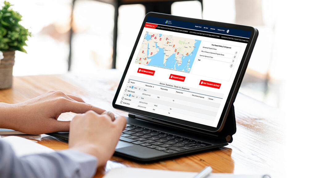 A administrator reviewing program data.