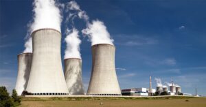 Smokestacks of a nuclear power plant.